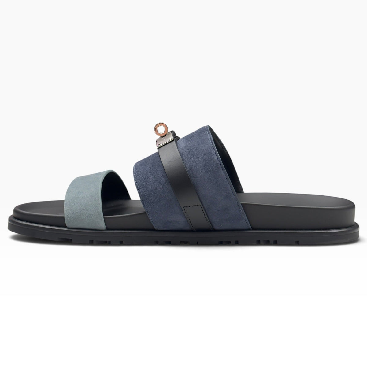 HERMES JACKSON SUEDE / LEATHER SANDALS NAVY BLEU / NOIR 44.5 / UK10.5 | UK 10.5, Navy