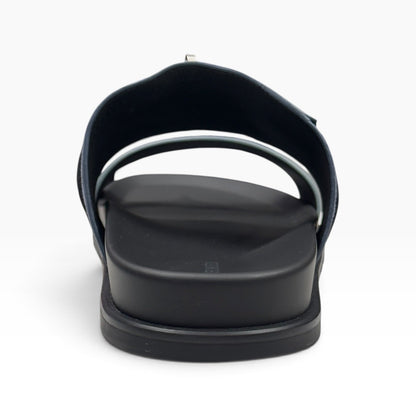 HERMES JACKSON SUEDE / LEATHER SANDALS NAVY BLEU / NOIR 44.5 / UK10.5 | UK 10.5, Navy