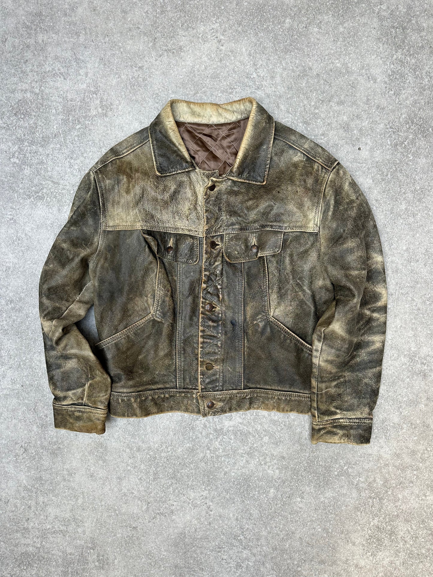 Vintage Oversized Distressed Leather Jacket