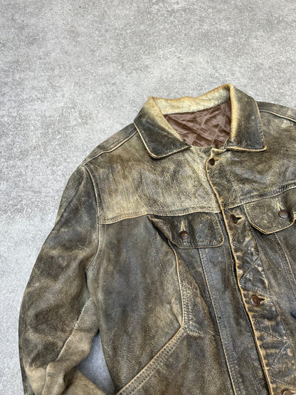 Vintage Oversized Distressed Leather Jacket