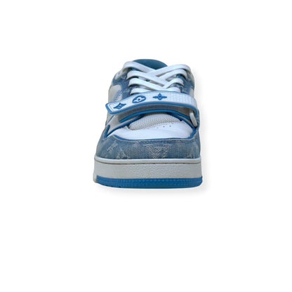 LOUIS VUITTON LV TRAINER MONOGRAM DENIM SNEAKER BLUE / WHITE UK7.5 | UK 7.5, Blue