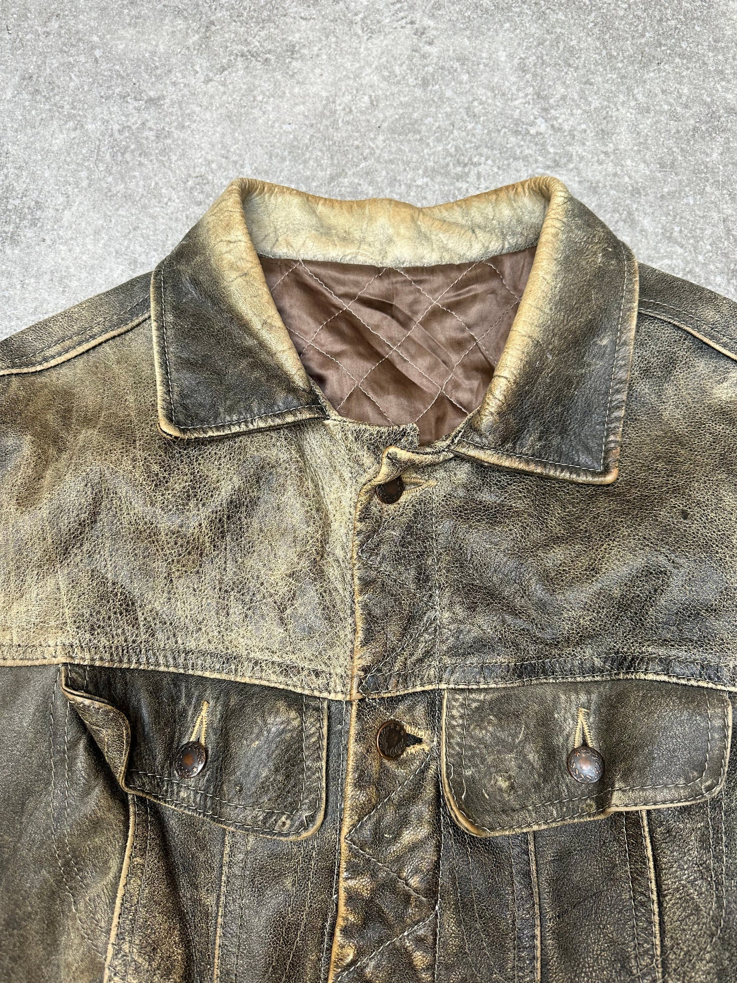 Vintage Oversized Distressed Leather Jacket