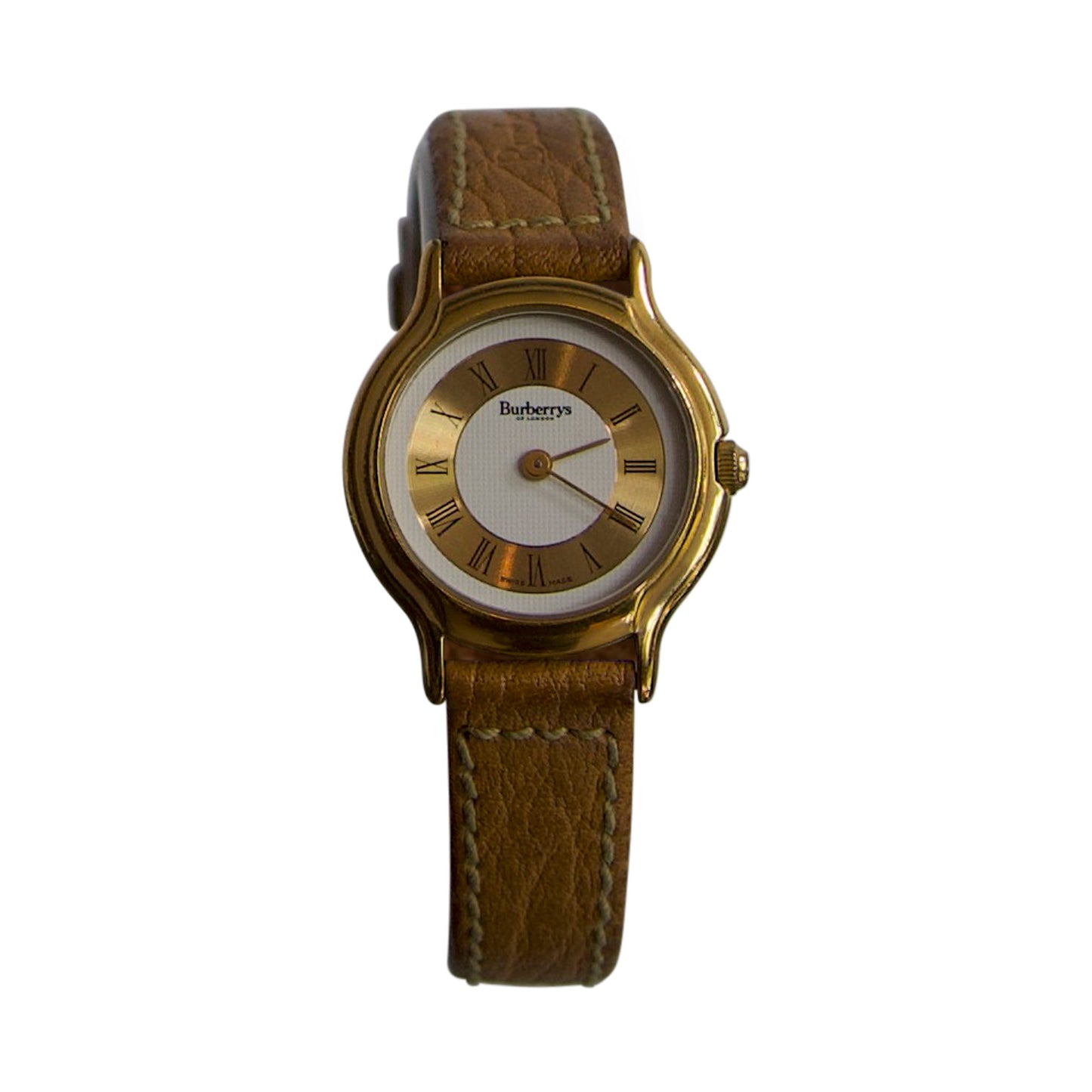 Burberry Gold Leather Strap Ladies Watch