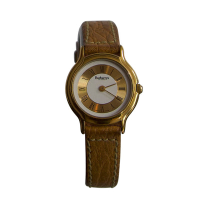Burberry Gold Leather Strap Ladies Watch
