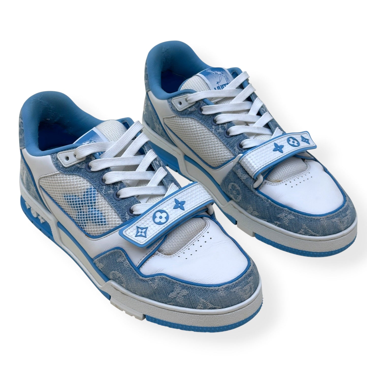 LOUIS VUITTON LV TRAINER MONOGRAM DENIM SNEAKER BLUE / WHITE UK7.5 | UK 7.5, Blue