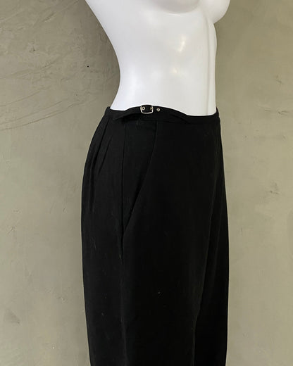 MIU MIU 2000'S BUCKLE WOOL TROUSERS - M | Medium, Black