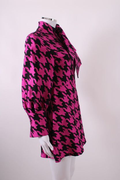 Elzinga Houndstooth LS Mini Dress Pink 8 | O/S, Pink