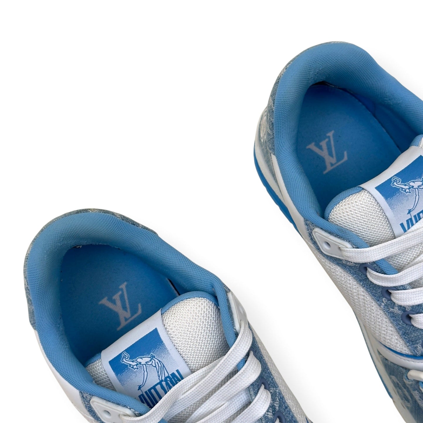 LOUIS VUITTON LV TRAINER MONOGRAM DENIM SNEAKER BLUE / WHITE UK7.5 | UK 7.5, Blue