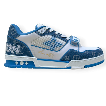 LOUIS VUITTON LV TRAINER MONOGRAM DENIM SNEAKER BLUE / WHITE UK9.5 | UK 9.5, Blue