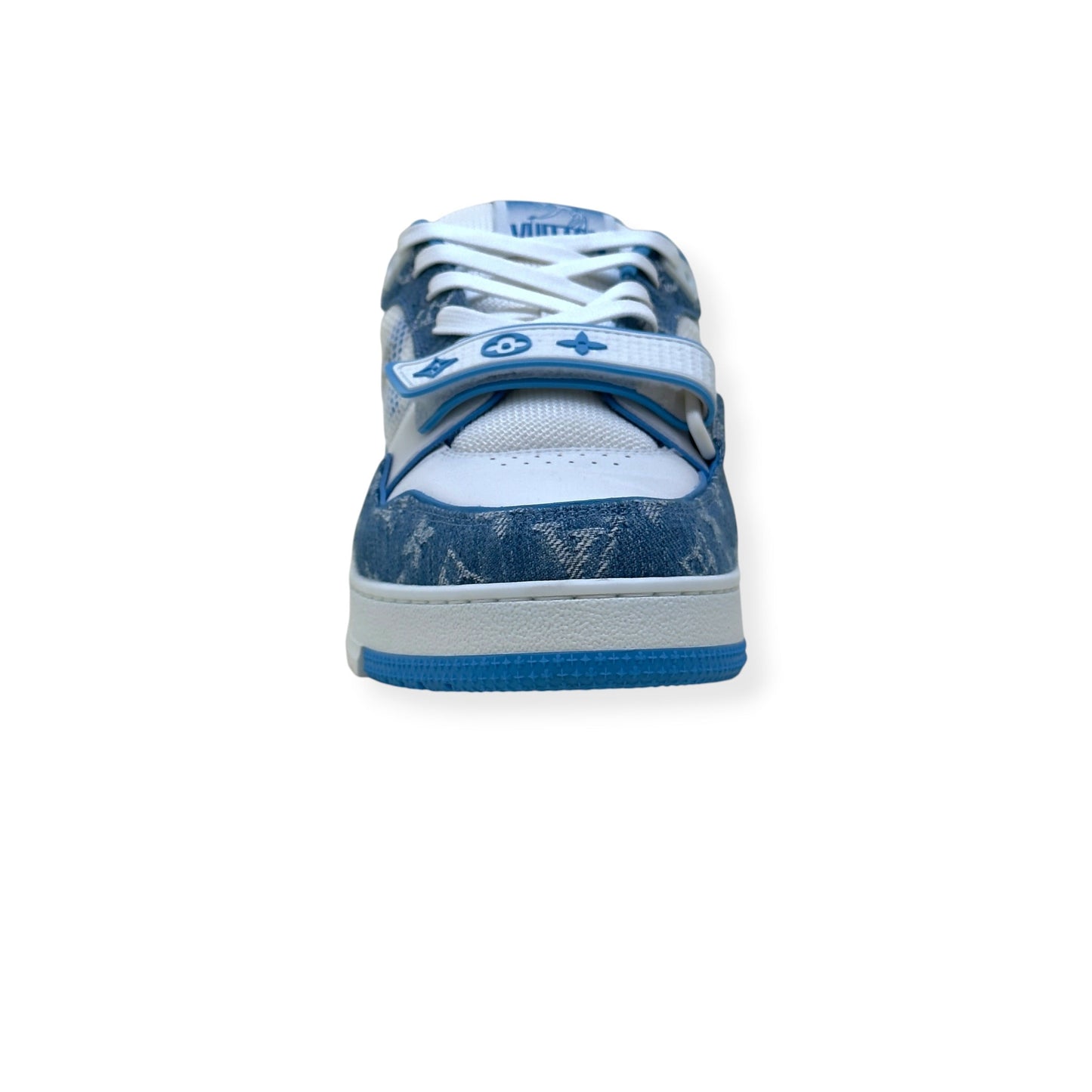 LOUIS VUITTON LV TRAINER MONOGRAM DENIM SNEAKER BLUE / WHITE UK9.5 | UK 9.5, Blue