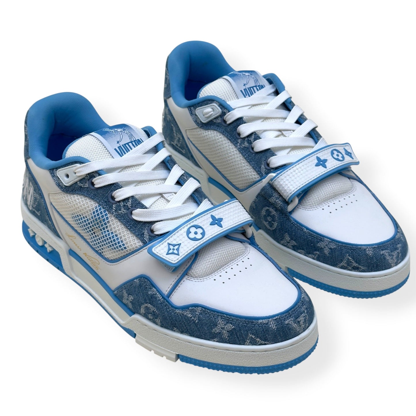 LOUIS VUITTON LV TRAINER MONOGRAM DENIM SNEAKER BLUE / WHITE UK9.5 | UK 9.5, Blue