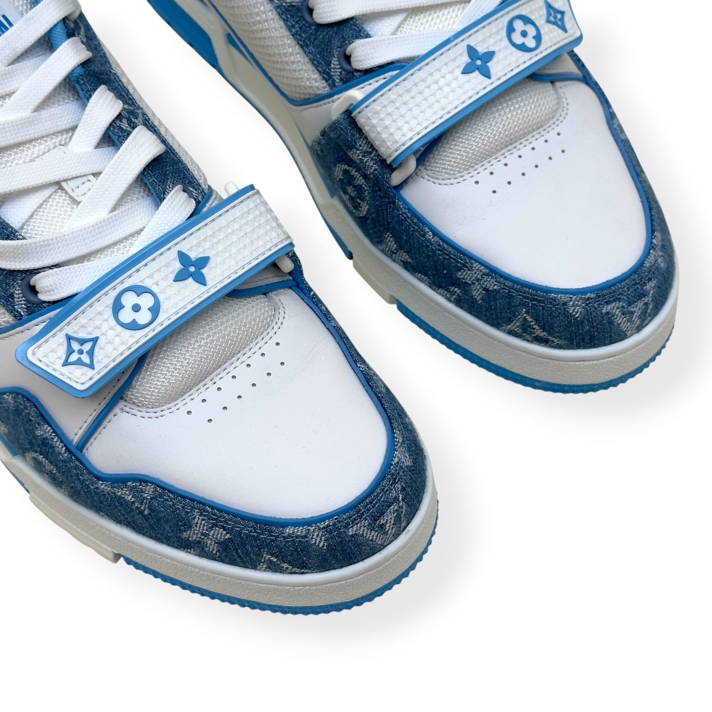 LOUIS VUITTON LV TRAINER MONOGRAM DENIM SNEAKER BLUE / WHITE UK9.5 | UK 9.5, Blue