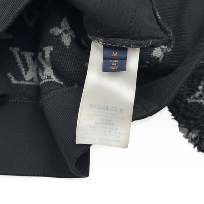 LOUIS VUITTON MONOGRAM JACQUARD FLEECE ZIP-UP JACKET BLACK / GREY M | Medium, Black