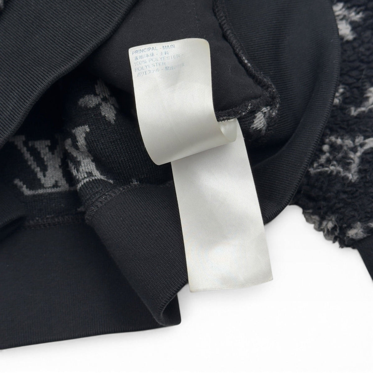 LOUIS VUITTON MONOGRAM JACQUARD FLEECE ZIP-UP JACKET BLACK / GREY M | Medium, Black