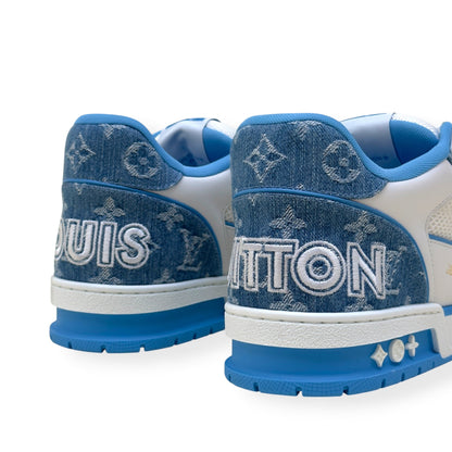 LOUIS VUITTON LV TRAINER MONOGRAM DENIM SNEAKER BLUE / WHITE UK9.5 | UK 9.5, Blue