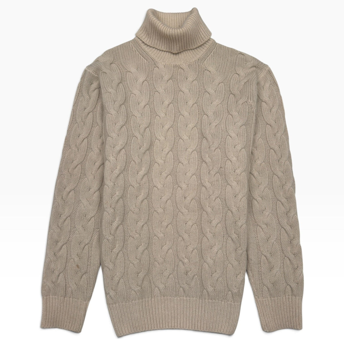 THOM SWEENEY MERINO WOOL / SILK CABLE KNIT ROLL NECK JUMPER CREAM M | Medium, Cream