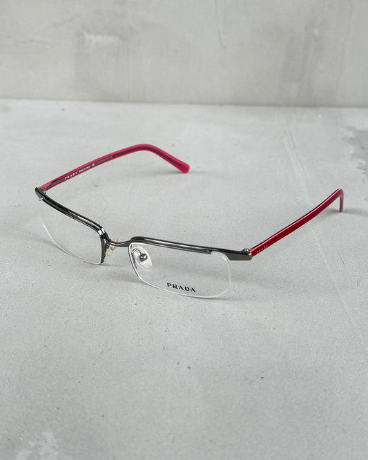 PRADA CLEAR LENS RIMLESS BAYONETTA EYE GLASSES | O/S, Pink