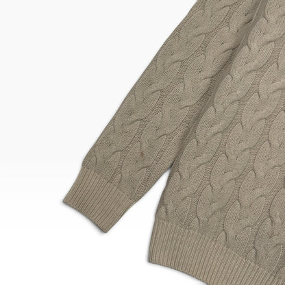 THOM SWEENEY MERINO WOOL / SILK CABLE KNIT ROLL NECK JUMPER CREAM M | Medium, Cream