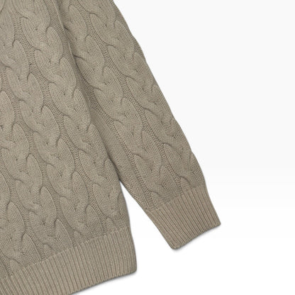 THOM SWEENEY MERINO WOOL / SILK CABLE KNIT ROLL NECK JUMPER CREAM M | Medium, Cream