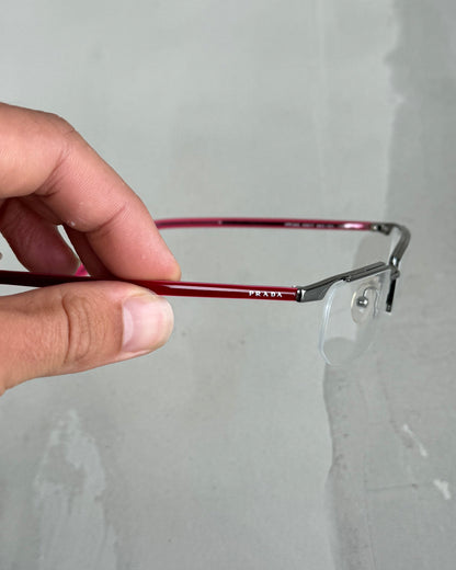 PRADA CLEAR LENS RIMLESS BAYONETTA EYE GLASSES | O/S, Pink