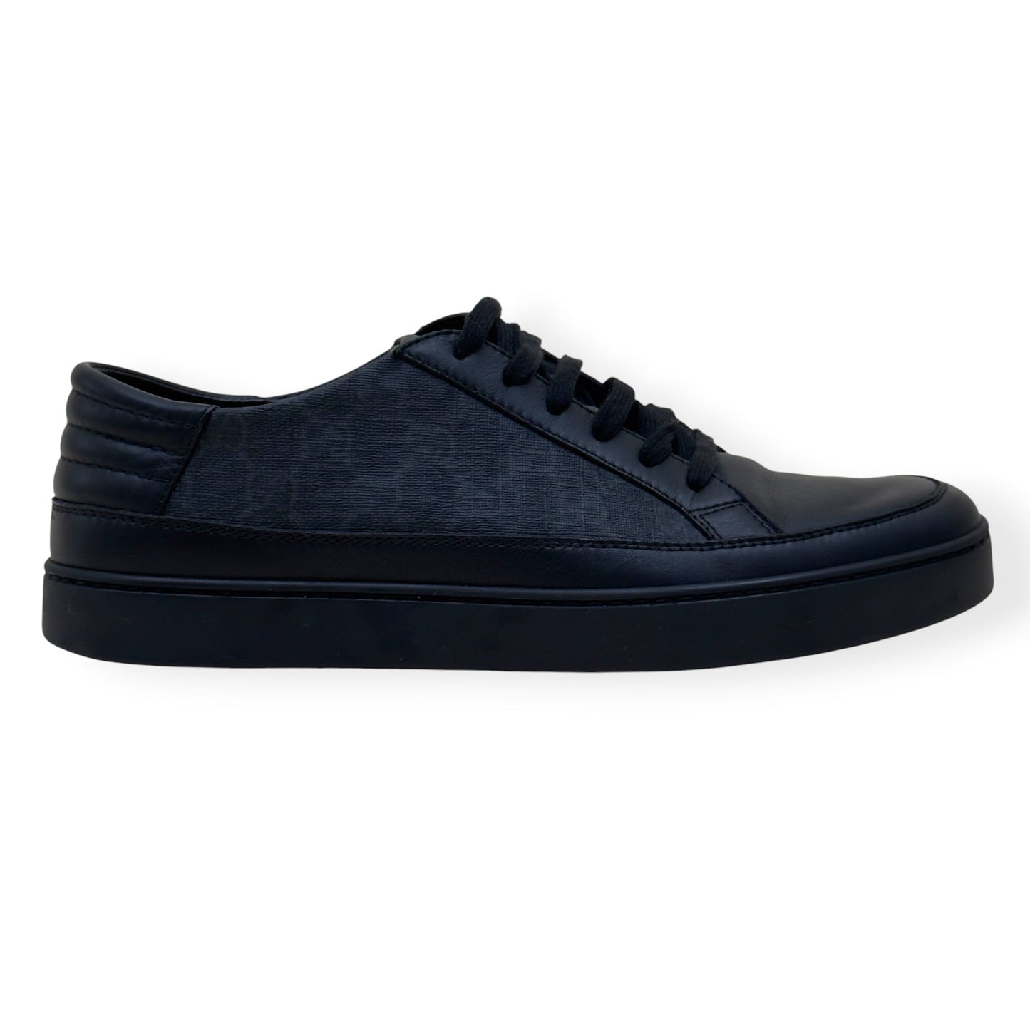 GUCCI SUPREME CANVAS LEATHER LOW-TOP SNEAKER BLACK UK8 | UK 8, Black