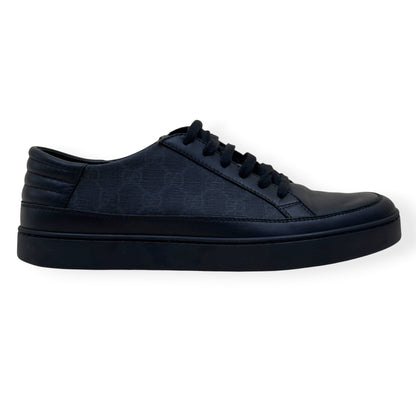 GUCCI SUPREME CANVAS LEATHER LOW-TOP SNEAKER BLACK UK8 | UK 8, Black