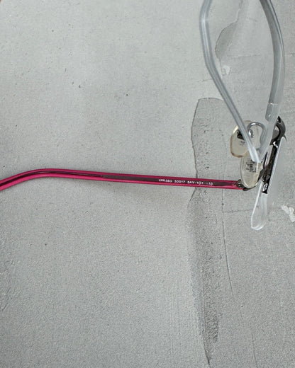 PRADA CLEAR LENS RIMLESS BAYONETTA EYE GLASSES | O/S, Pink