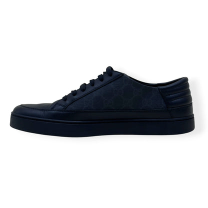 GUCCI SUPREME CANVAS LEATHER LOW-TOP SNEAKER BLACK UK8 | UK 8, Black