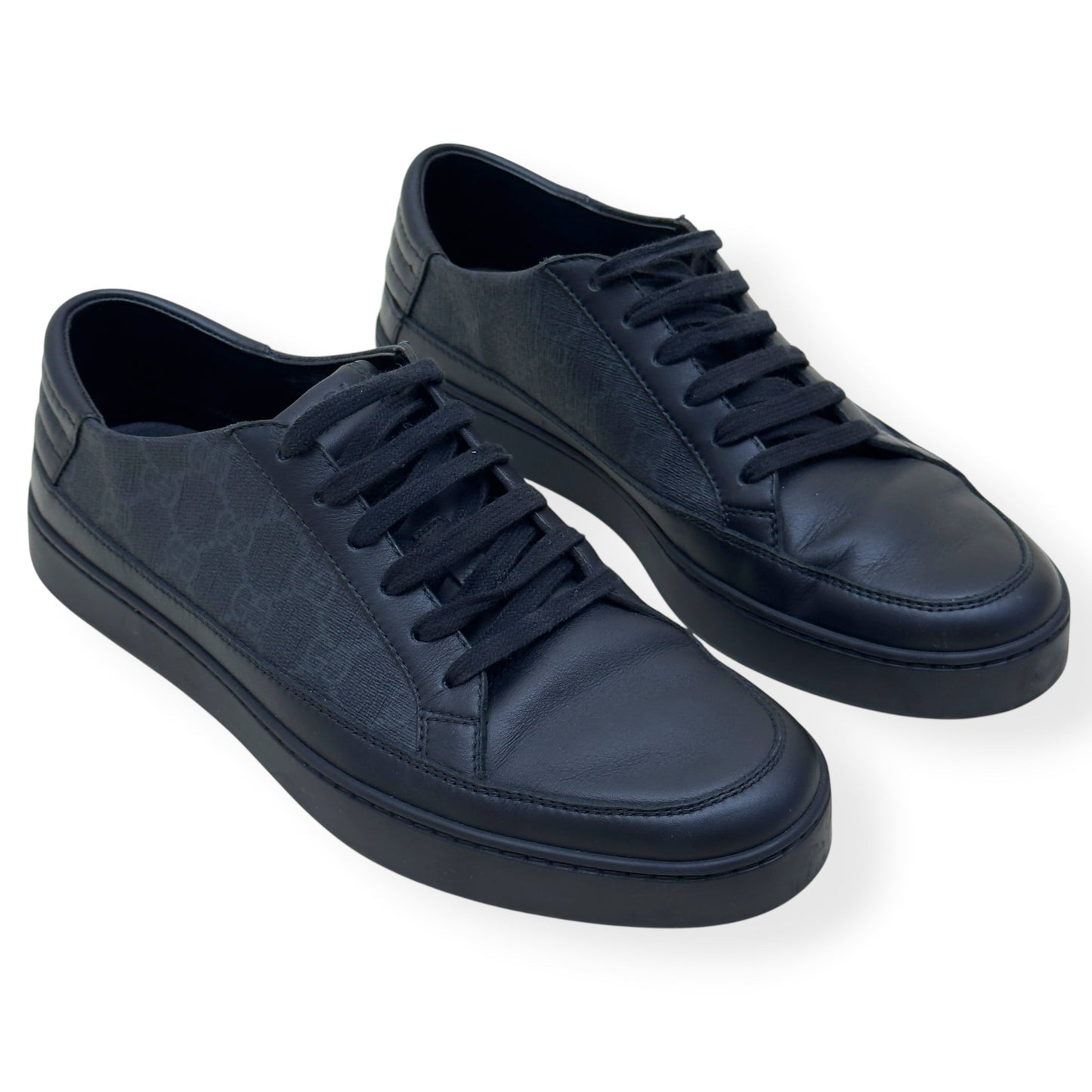 GUCCI SUPREME CANVAS LEATHER LOW-TOP SNEAKER BLACK UK8 | UK 8, Black