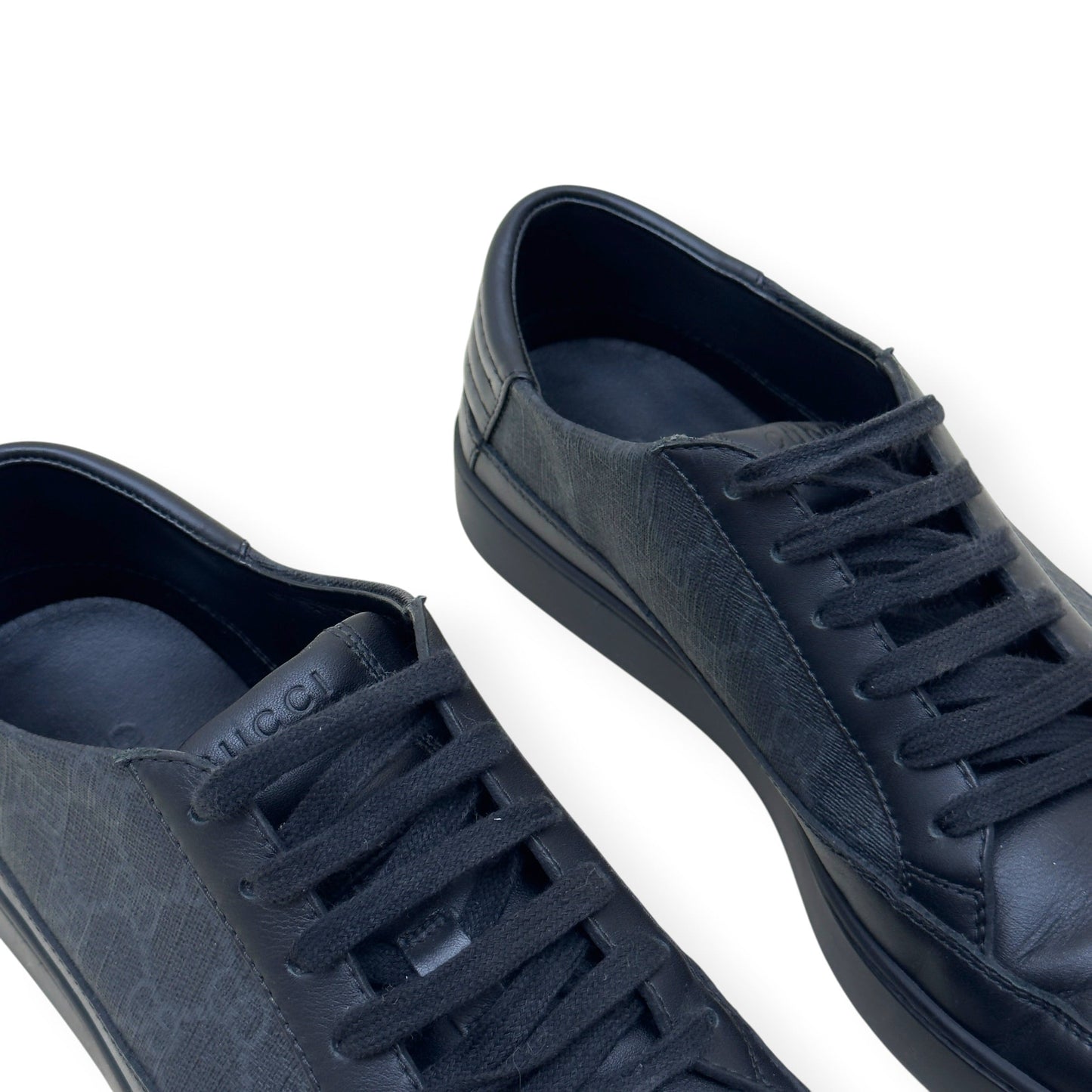 GUCCI SUPREME CANVAS LEATHER LOW-TOP SNEAKER BLACK UK8 | UK 8, Black
