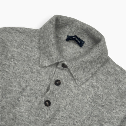 THOM SWEENEY CASHMERE / SILK POLO COLLAR JUMPER GREY L | Large, Grey