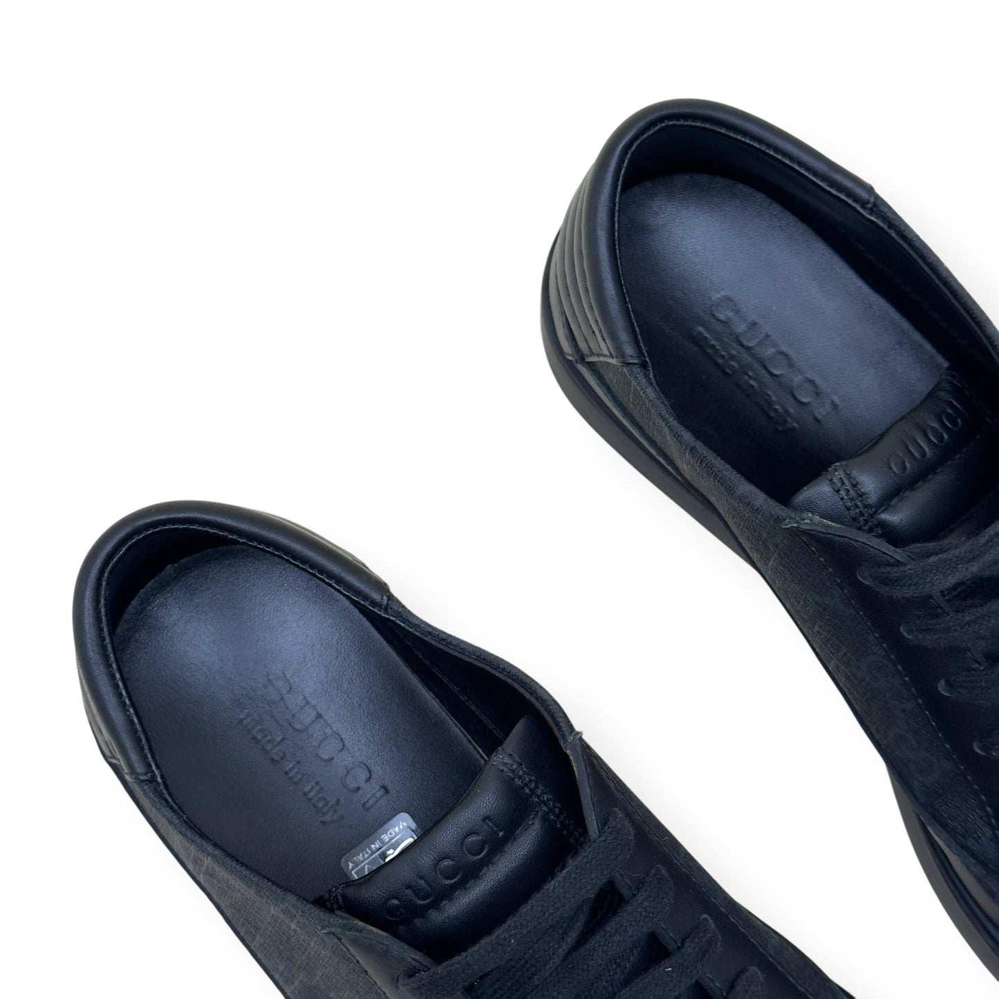 GUCCI SUPREME CANVAS LEATHER LOW-TOP SNEAKER BLACK UK8 | UK 8, Black