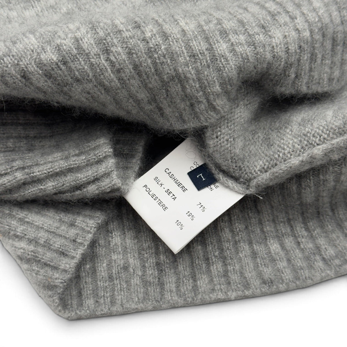 THOM SWEENEY CASHMERE / SILK POLO COLLAR JUMPER GREY L | Large, Grey