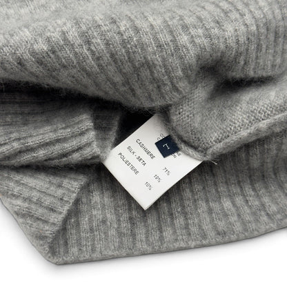 THOM SWEENEY CASHMERE / SILK POLO COLLAR JUMPER GREY L | Large, Grey