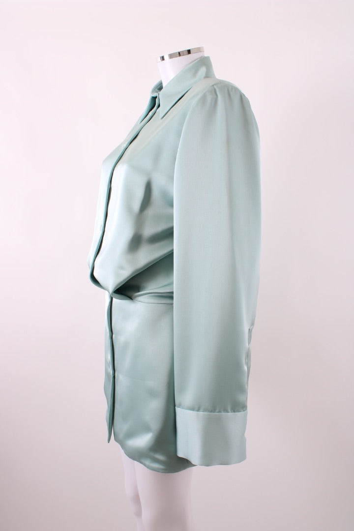 The Attico Satin Shirt Dress Green 40 | O/S, Green