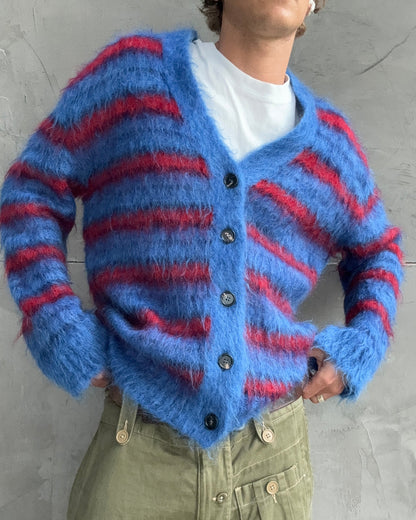 Marni Blue and Red Mohair Cardigan – L/XL | Large, Blue