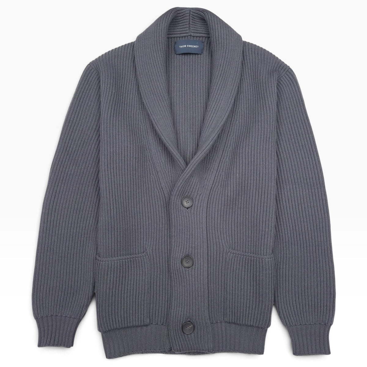 THOM SWEENEY MERINO SHAWL COLLAR CARDIGAN GREY L | Large, Grey