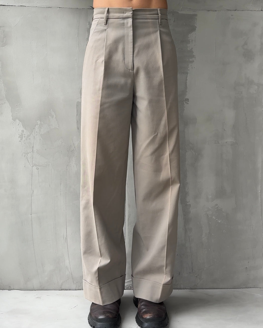 PRADA HIGH WAISTED WIDE LEG TROUSERS - S/M