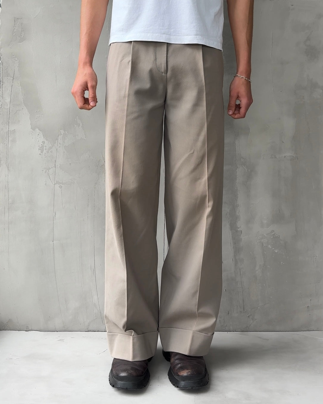 PRADA HIGH WAISTED WIDE LEG TROUSERS - S/M