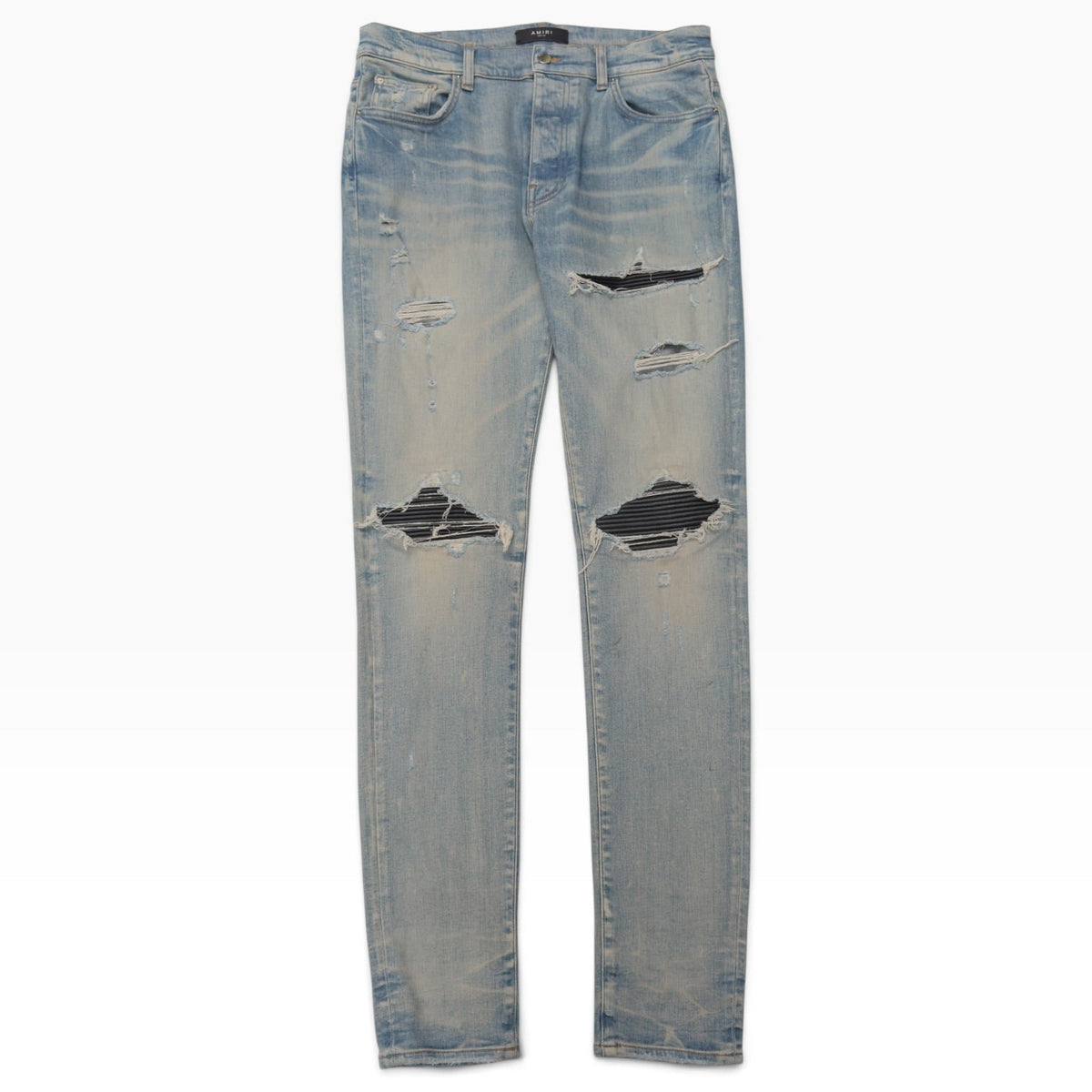 AMIRI MX1 LEATHER PATCH JEANS BLUE 33” / L | Large, Blue