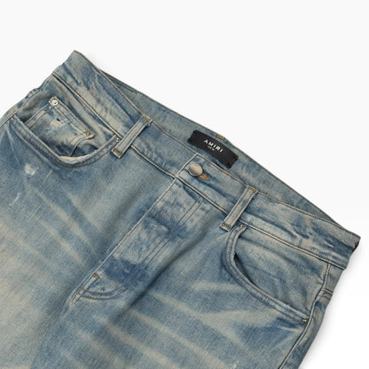 AMIRI MX1 LEATHER PATCH JEANS BLUE 33” / L | Large, Blue