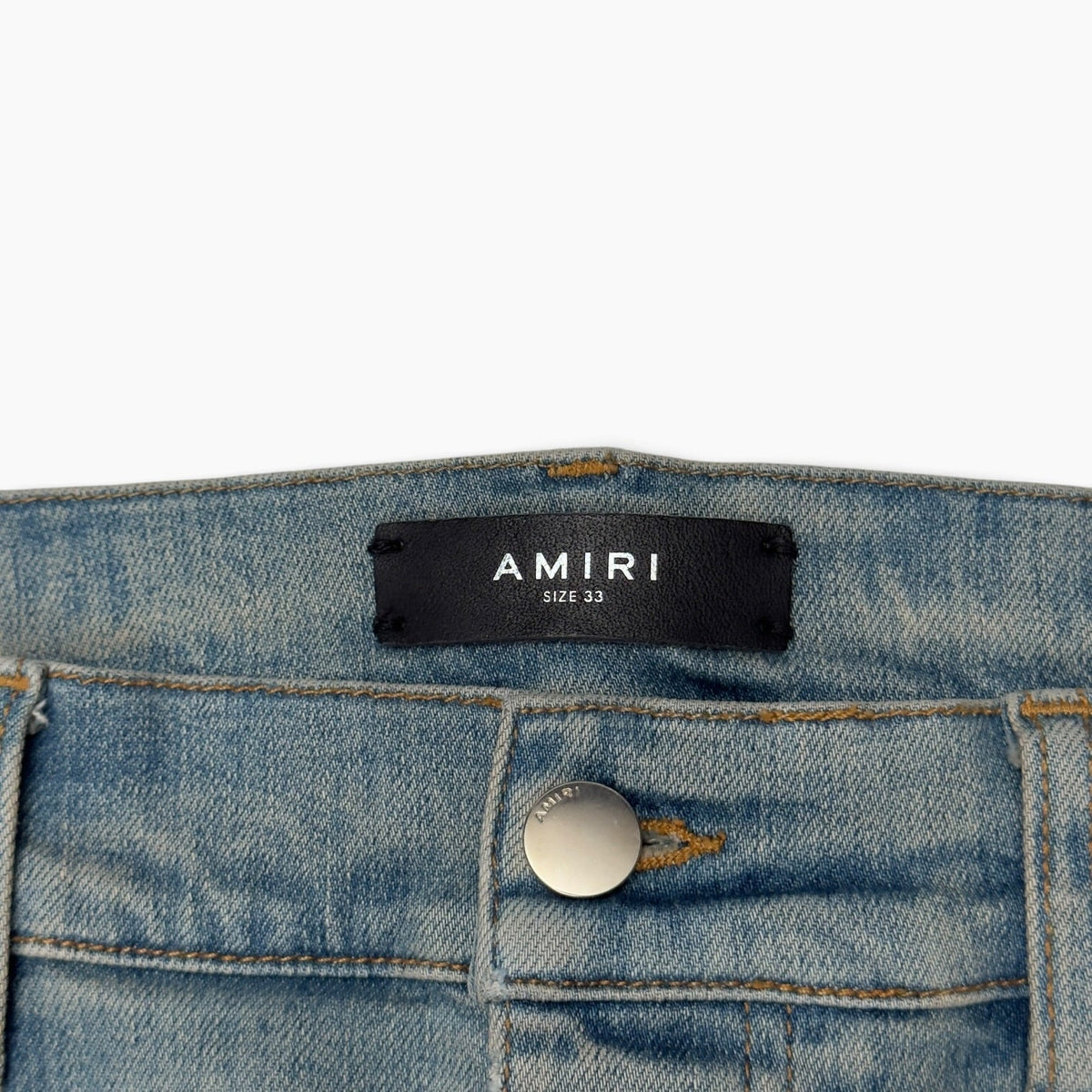 AMIRI MX1 LEATHER PATCH JEANS BLUE 33” / L | Large, Blue