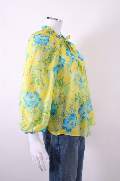Hale Bob L/S Floral Blouse Yellow/ Blue XS | Default Title, Blue