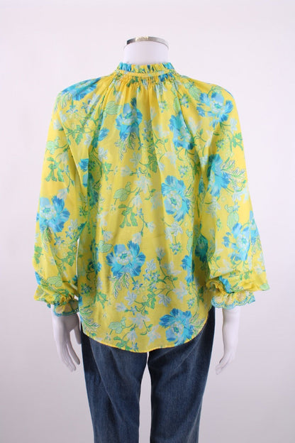Hale Bob L/S Floral Blouse Yellow/ Blue XS | Default Title, Blue