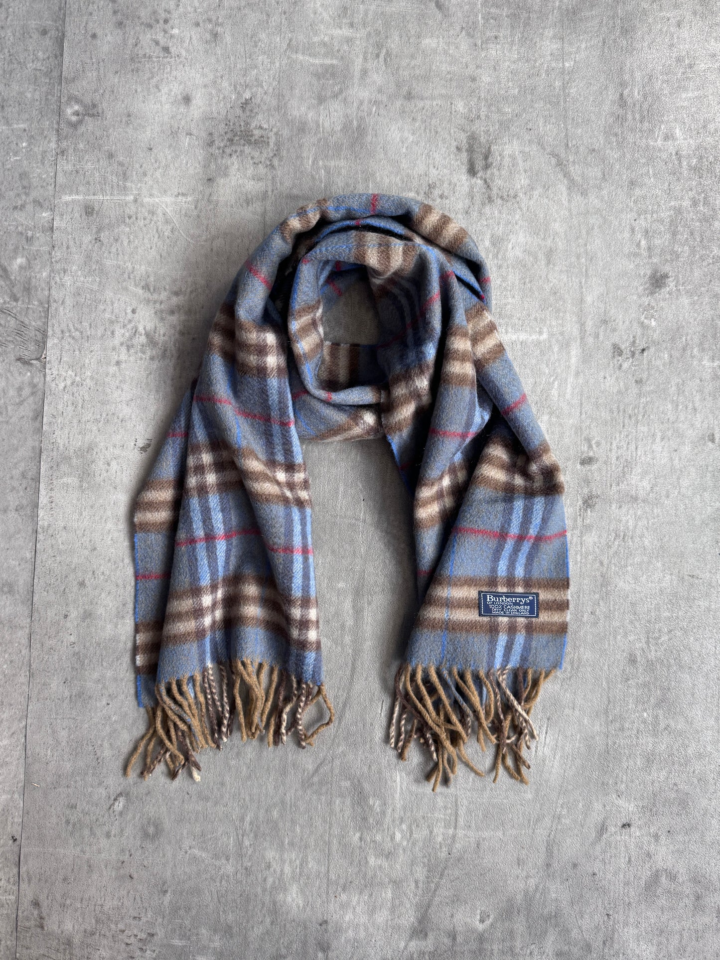 Burberry Blue Nova Check 100% Cashmere Scarf