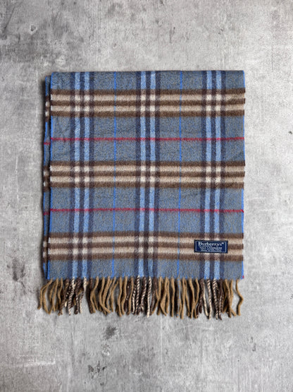 Burberry Blue Nova Check 100% Cashmere Scarf