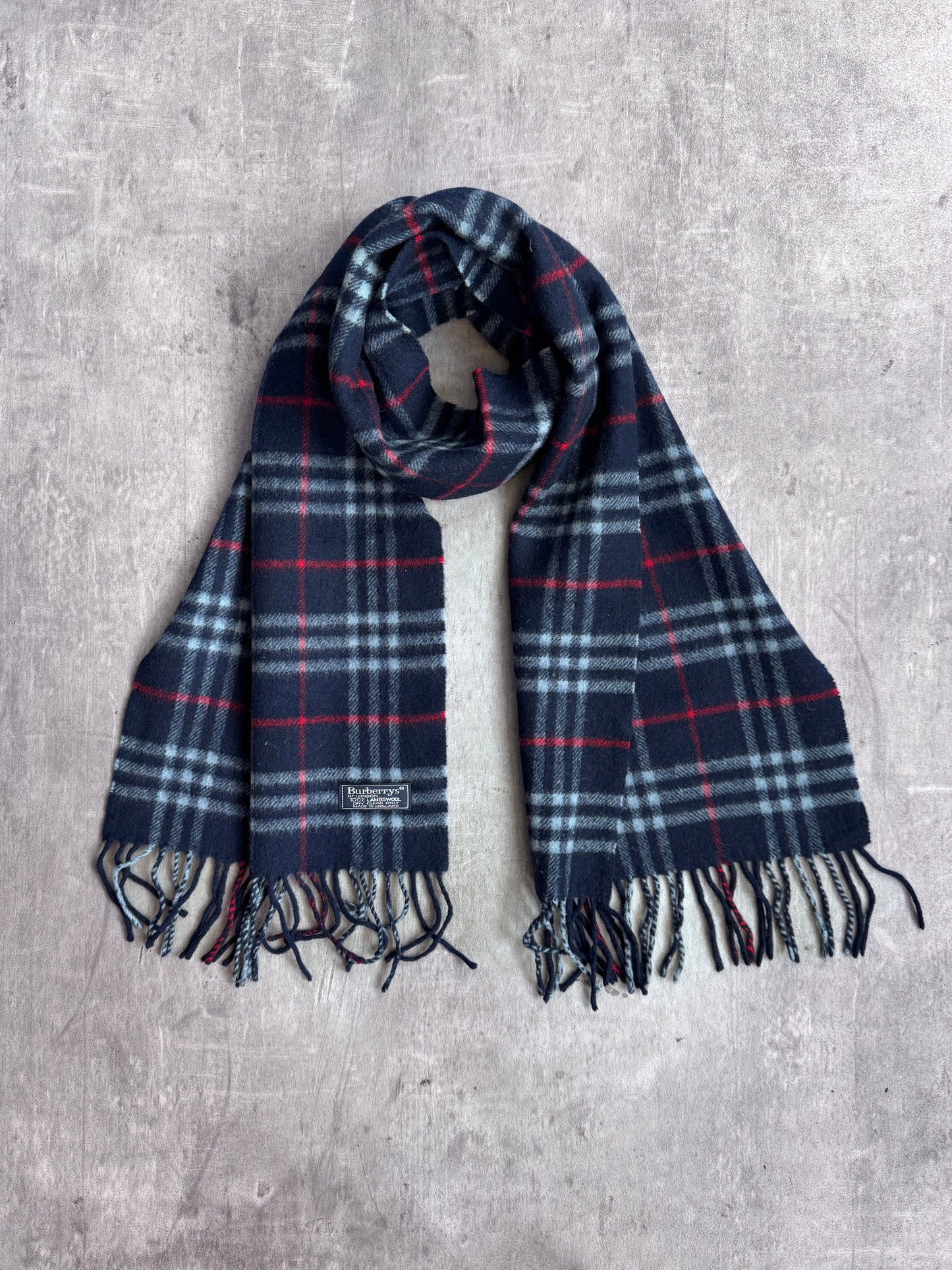 Burberry Classic Navy Nova Check 100% Lambswool Scarf