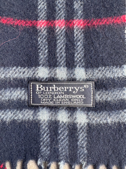 Burberry Classic Navy Nova Check 100% Lambswool Scarf