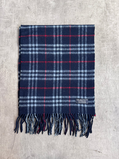 Burberry Classic Navy Nova Check 100% Lambswool Scarf