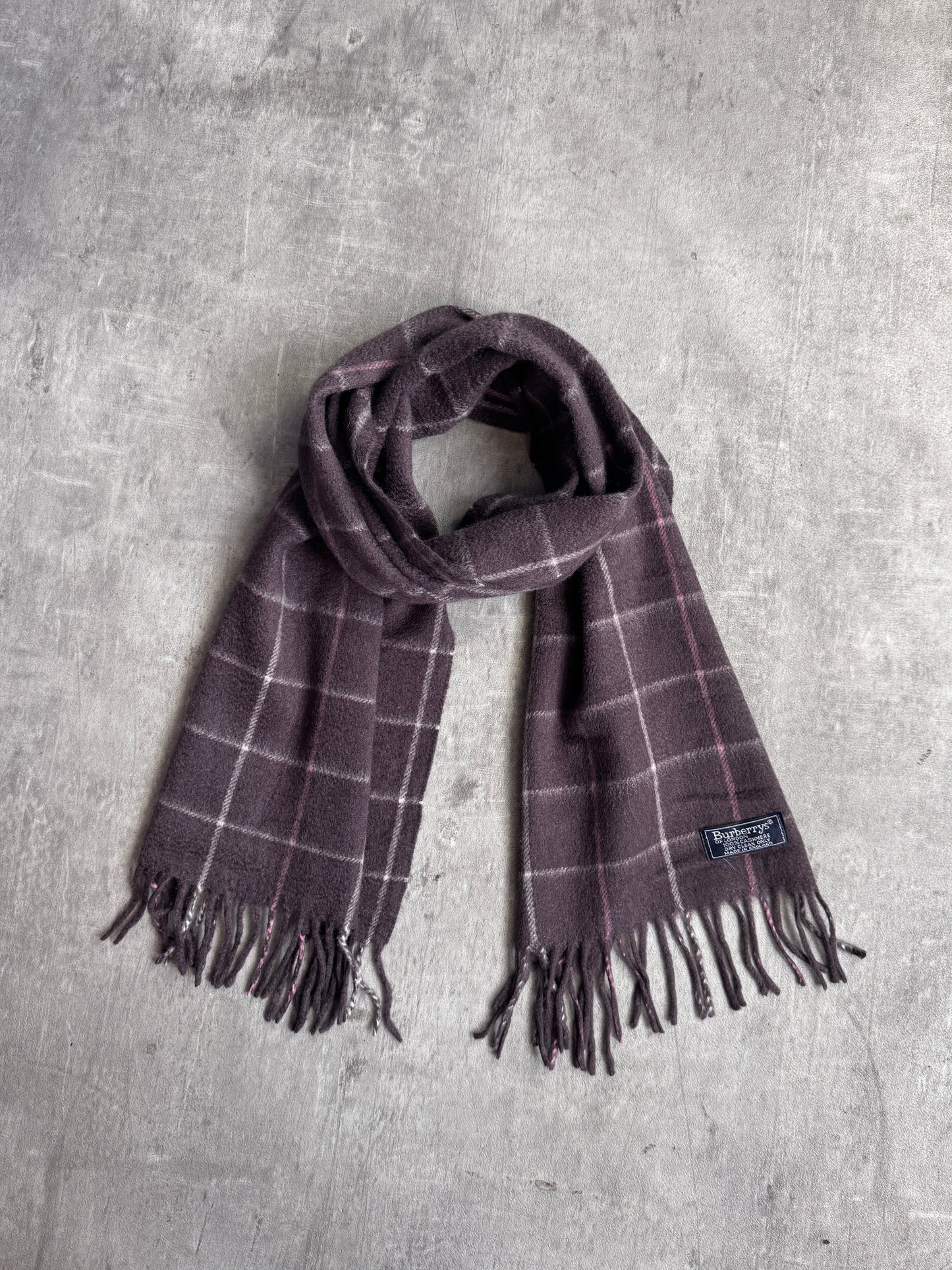 Burberry Brown Check 100% Cashmere Scarf